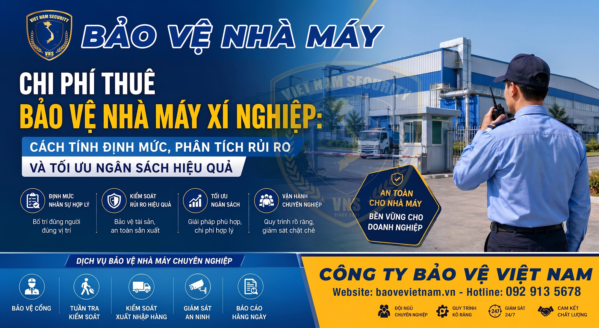 Chi phí thuê bảo vệ nhà máy: Cách tính, phương án, giá định mức Chi phí thuê bảo vệ nhà máy: Cách tính, phương án, giá định mức